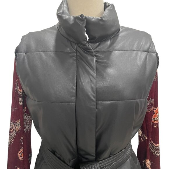 Marc New York Women's Black Puffer Vest Belted Sleeveless S Winter Urban Chic - Picture 5 of 10